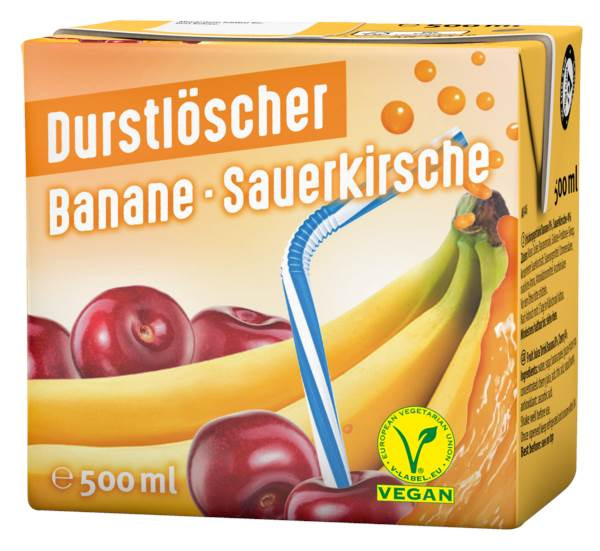 Wesergold Durstlöscher Banane-Kirsch, Fruchtsaftgetränk, 12x 0,5 L
